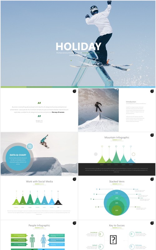 度假旅游工作汇报3D信息图表PPT模板holiday powerpoint