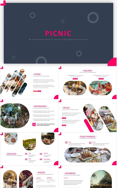 户外旅游野餐国外PPT模板Picnic Powerpoint Template