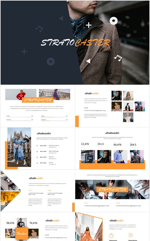 简约国外图片排版信息图表PPT模板Stratocaster Powerpoint Template
