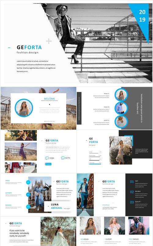 时尚模特形象设计摄影PPT模板geforta powerpoint template