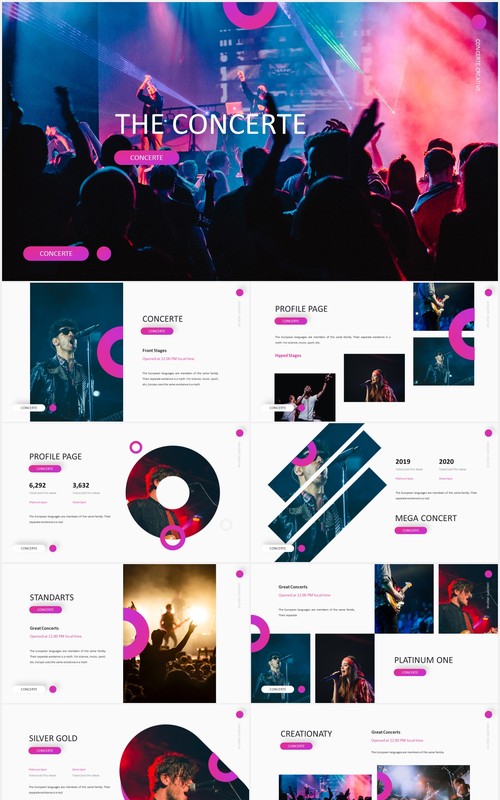 时尚娱乐音乐演唱会乐队宣传PPT模板The Concerte - Powerpoint Template