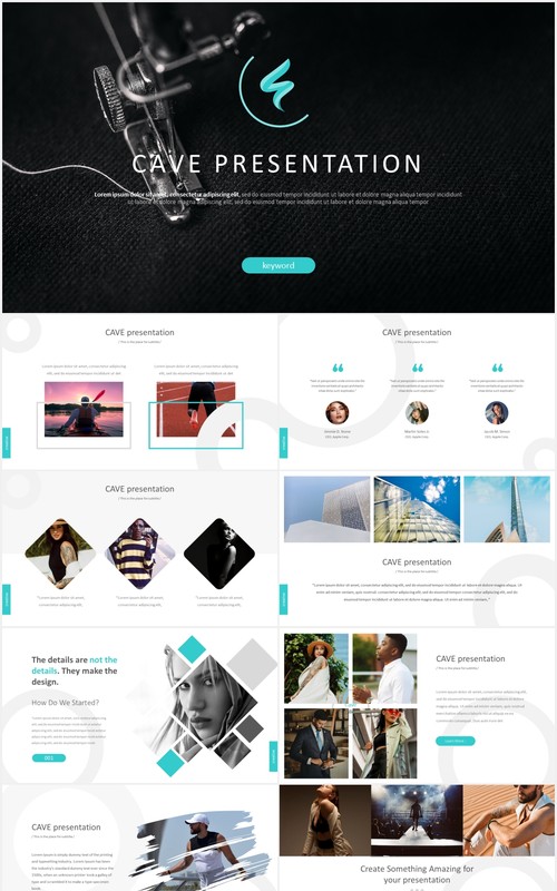 简约商务工作报告总结PPT数据图表模板素材cave powerpoint template