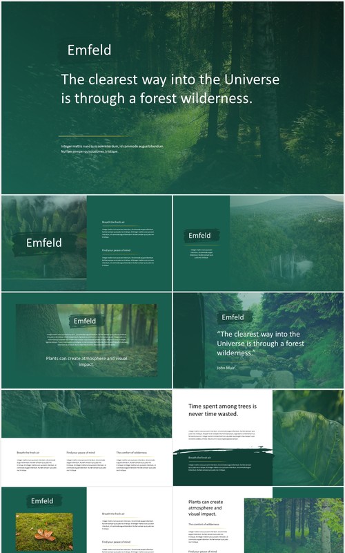 绿色户外旅游PPT模板emfeld powerpoint template