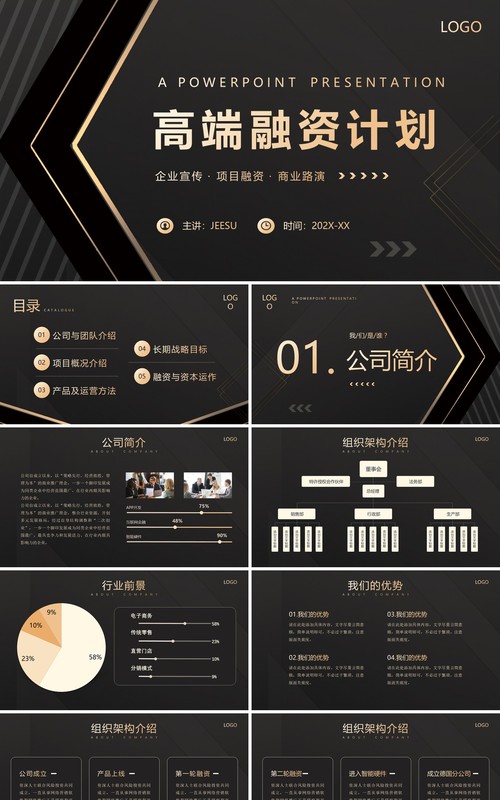 黑金商务风高端融资计划书PPT模板