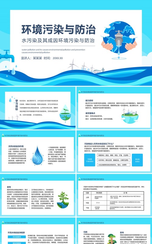 水污染及其成因环境污染与防治动态PPT模板