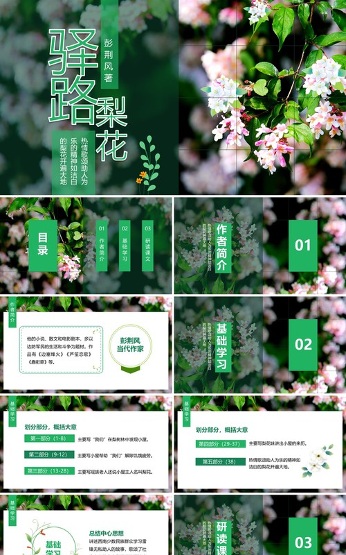 当代作家彭荆风小说驿路梨花动态课件PPT模板