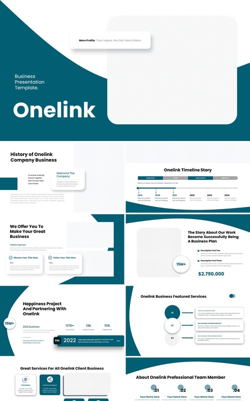 简约公司产品展示项目汇报PPT模板（无图可插图）Onelink No Image