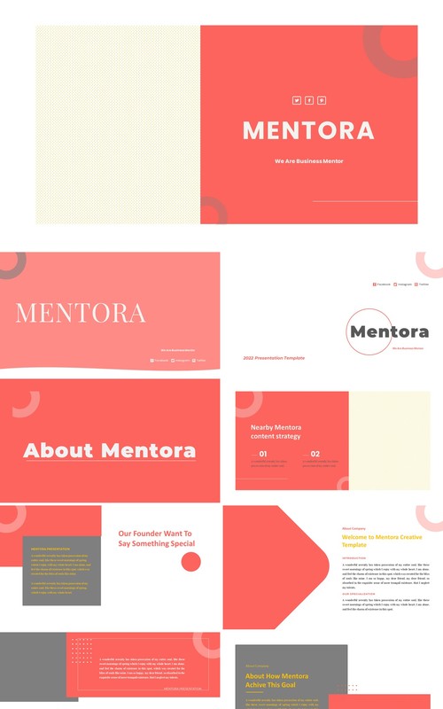红色企业工作汇报PPT模板（无图可插图）Mentora No Imge