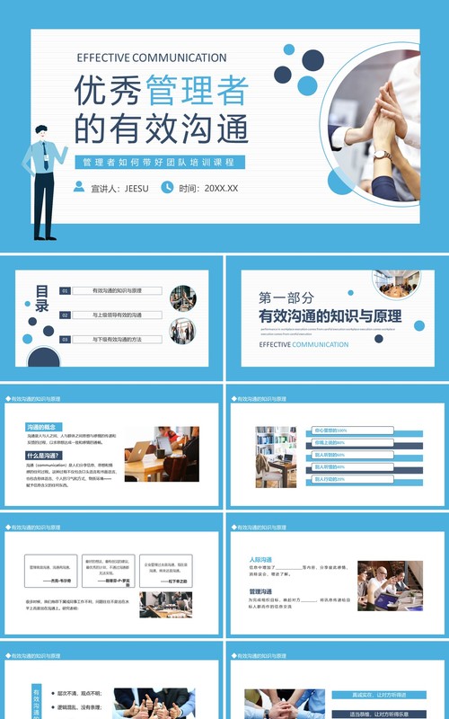 优秀管理者的有效沟通管理者如何带好团队培训课程动态PPT模板