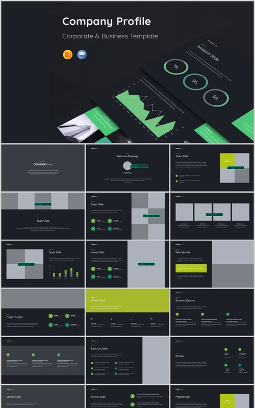 红黄蓝绿四个公司简介PPT模板KEY模板COMPANY Profile GREEN