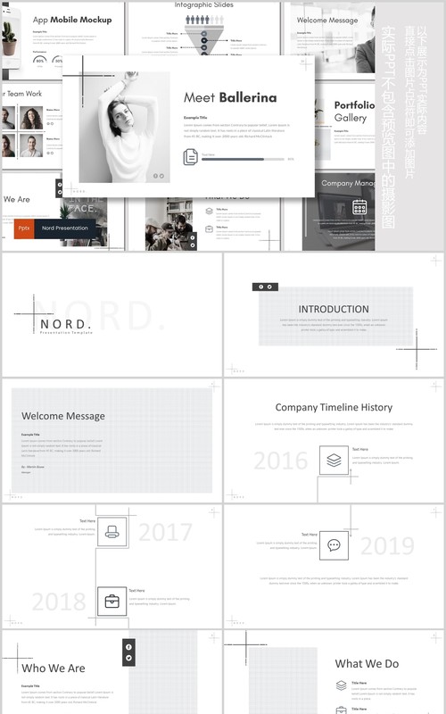 高端时尚公司产品项目介绍PPT模板版式设计Nord Powerpoint Template