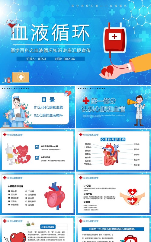 卡通风医疗百科之血液循环知识讲座PPT模板