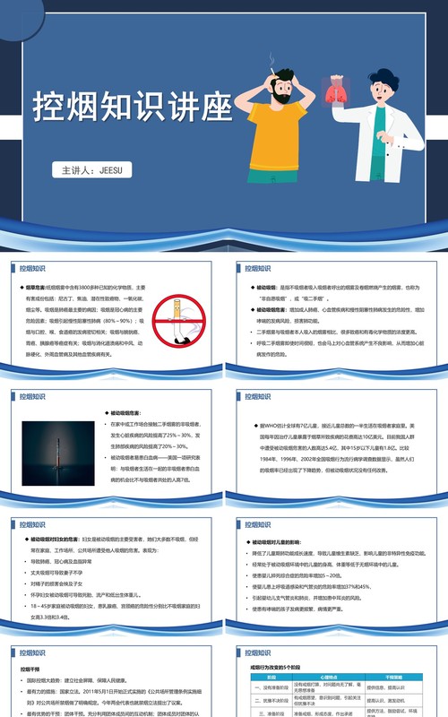 蓝控烟知识讲座PPT模板