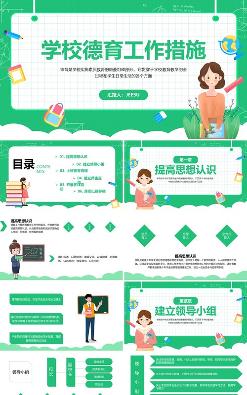 学校教师德育工作措施PPT模板