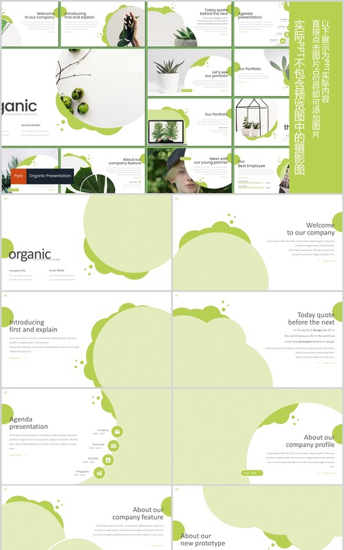 绿色商务通用PPT模板创意版式设计Organic Powerpoint Template