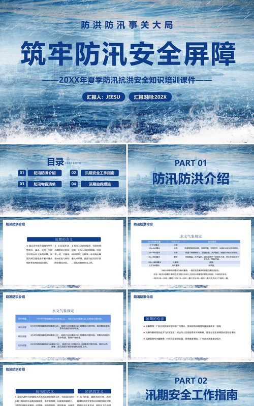 夏季防汛安全抗洪安全知识培训PPT模板