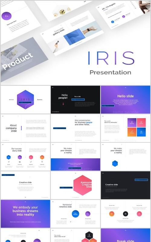 商务信息图片排版PPT模板KEY模板IRIS PowerPoint Template Keynote
