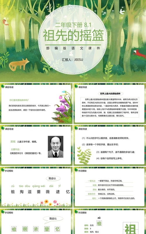 部编版二年级语文下册祖先的摇篮课件PPT模板