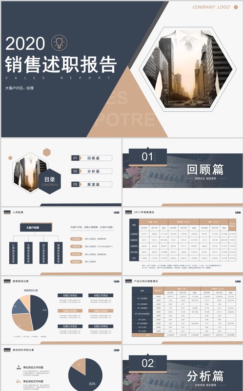 营销经理述职报告个人晋升汇报PPT模板