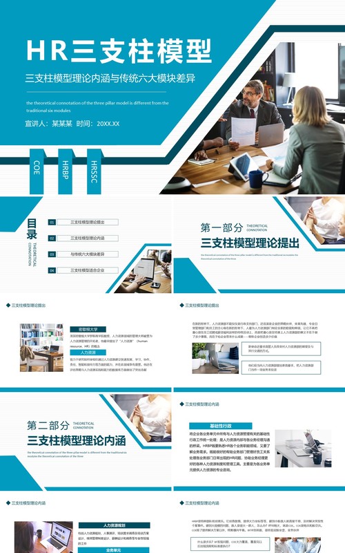 HR三支柱模型理论与传统六大模块差异培训PPT模板