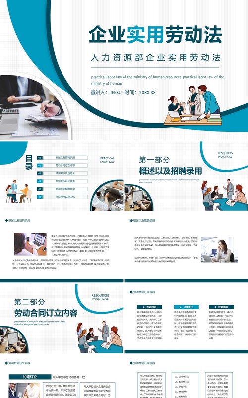 企业人力资源实用劳动法动态PPT模板