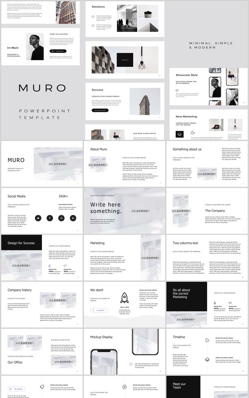超实用简约图片排版PPT模板KEY模板MURO Powerpoint Keynote