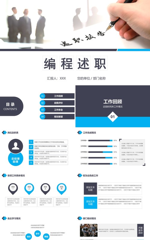 简约商务编程述职报告PPT模板