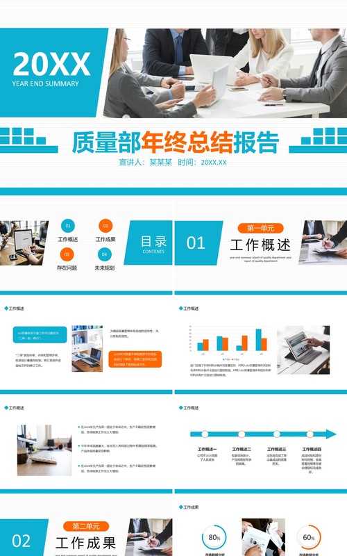 质量部年终总结报告动态PPT模板