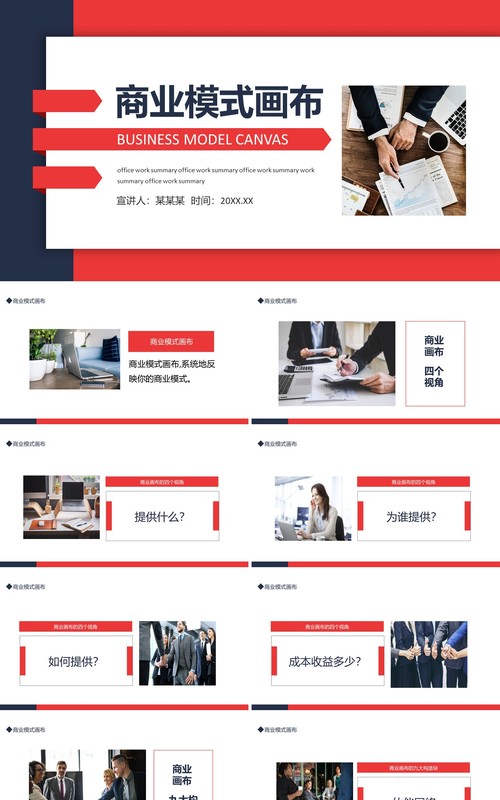 商业模式画布商业介绍动态PPT模板