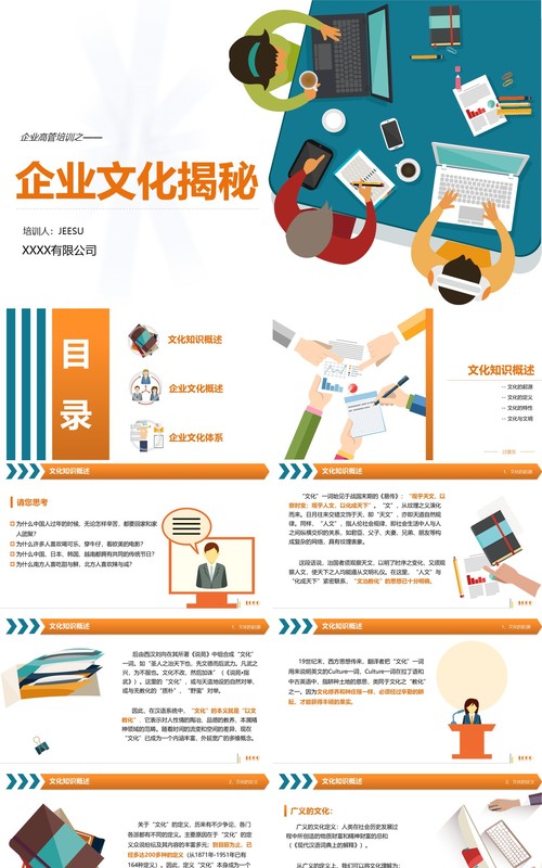 创意卡通风 企业文化主题培训PPT模板