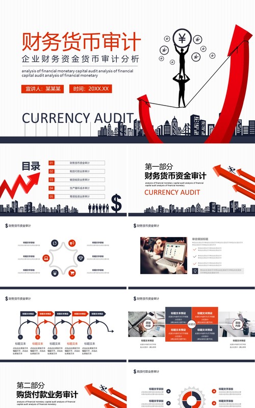 企业财务资金货币审计分析动态PPT模板