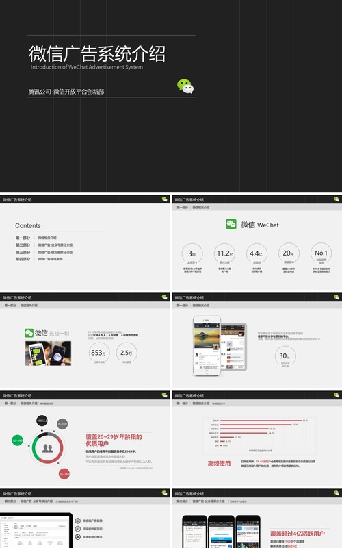 微信广告系统小程序公众号介绍PPT模板