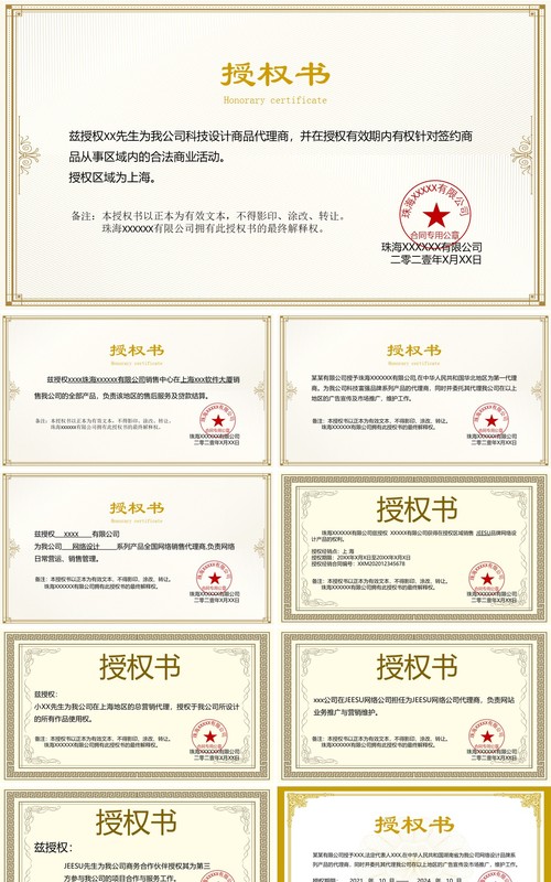 授权任命书合集通用PPT模板(4)