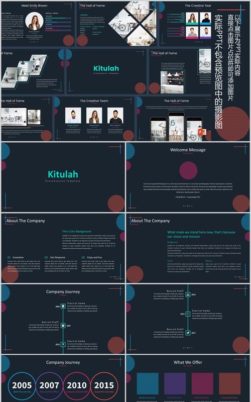 深色数据分析产品项目策划运营PPT模板版式设计Kitulah Powerpoint Template
