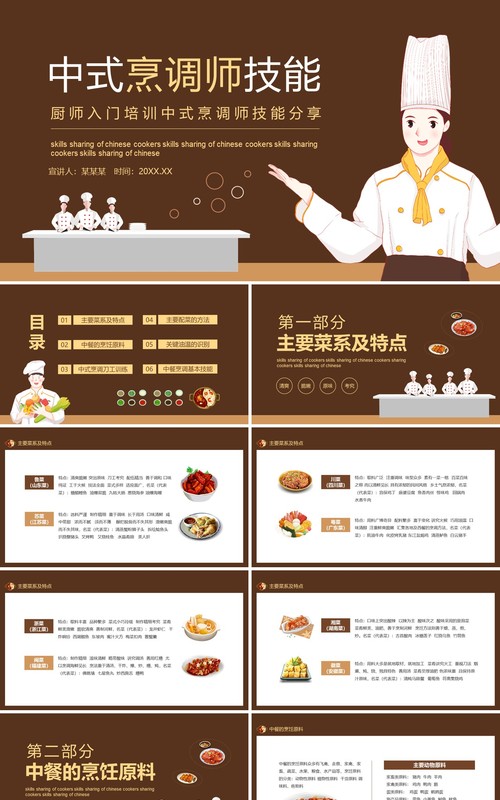 厨师入门培训中式烹调师技能分享动态PPT模板
