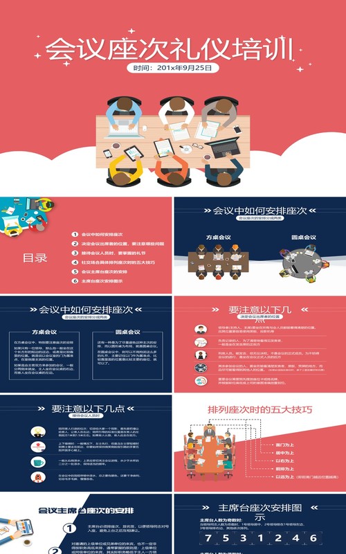 商务会议座次礼仪培训PPT模板