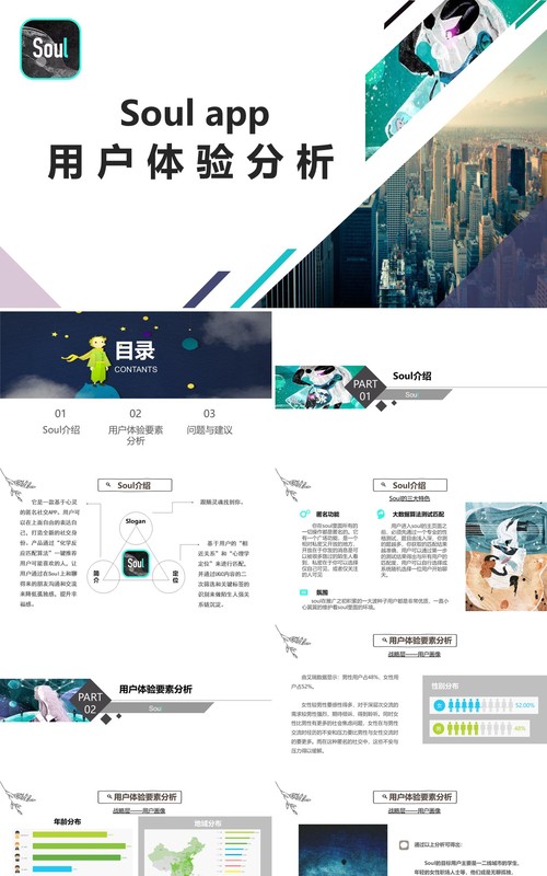 soul手机软件APP项目用户体验分析PPT模板