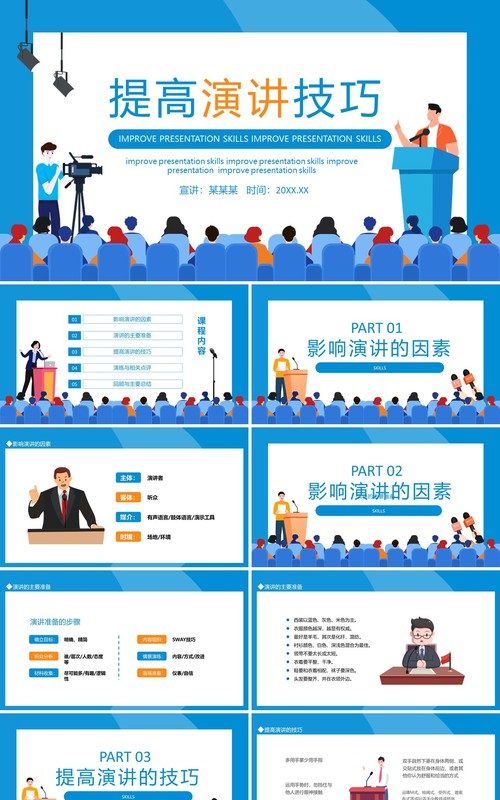 提高演讲技巧培训动态PPT模板