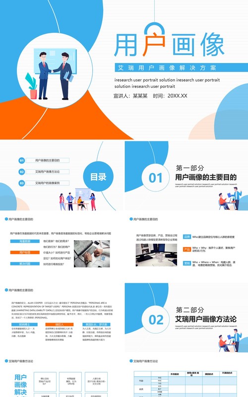 艾瑞用户画像分析解决方案动态PPT模板