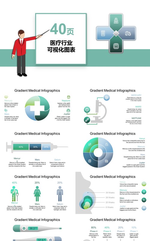 40页医疗行业通用可视化图表PPT模板