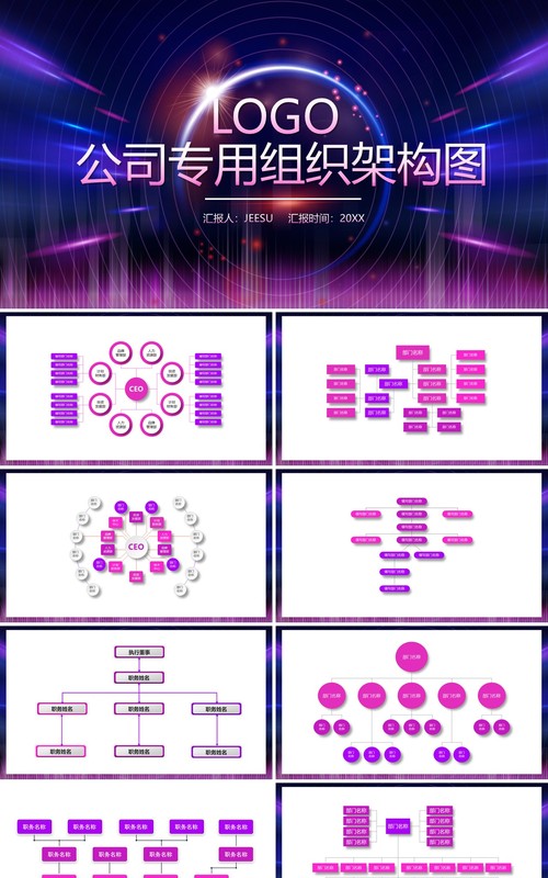 商务组织架构图工作汇报PPT模板