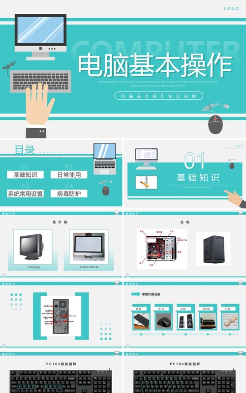 绿色简约风电脑基本操作知识PPT模板