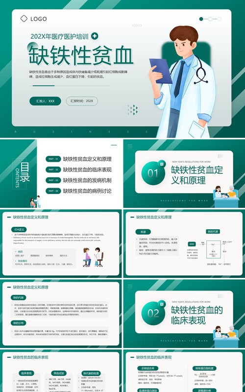 绿色简约风缺铁性贫血PPT模板
