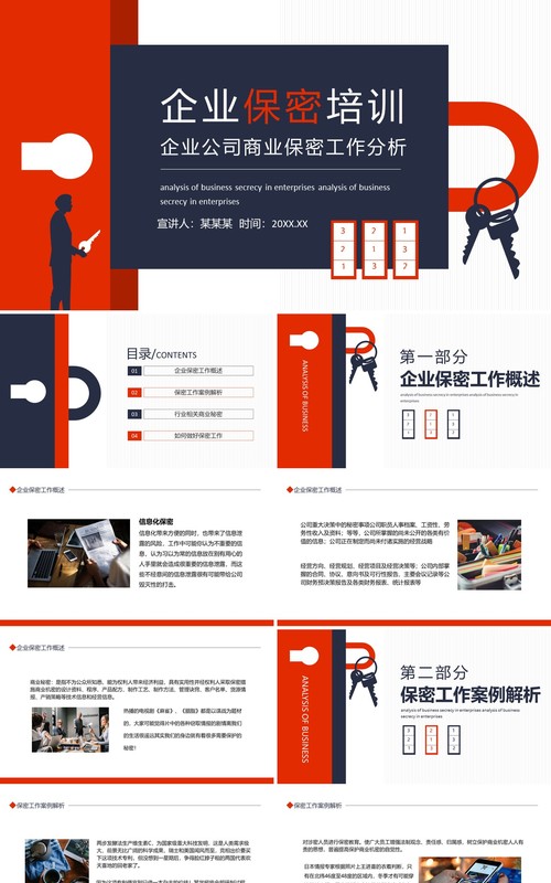 企业公司商业保密工作分析保密培训动态PPT模板