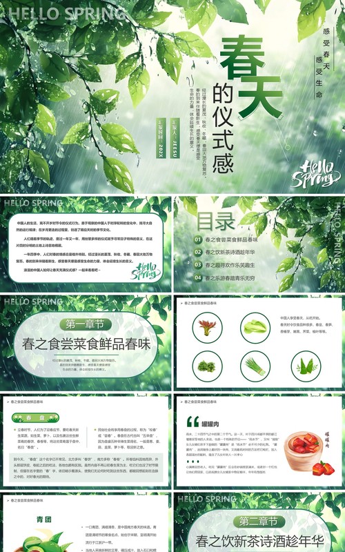绿色清新风春天的仪式感PPT模板
