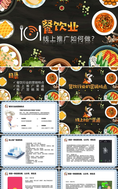 餐饮业线上推广营销渠道PPT模板