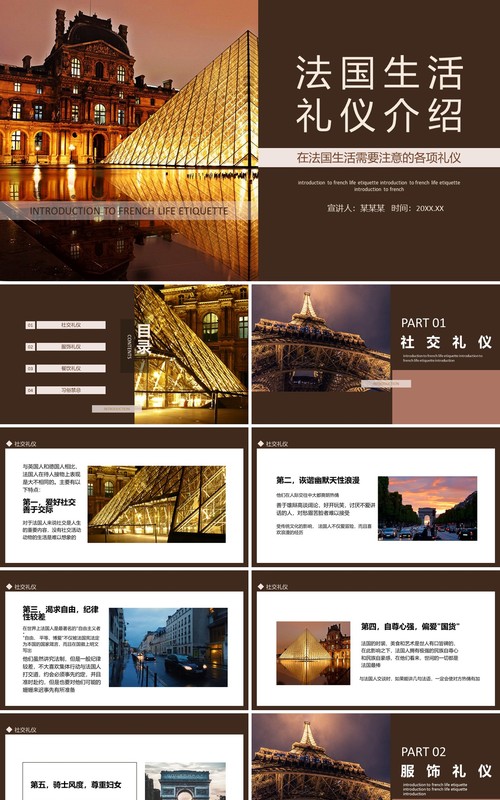 法国生活需要注意的各项礼仪动态PPT模板