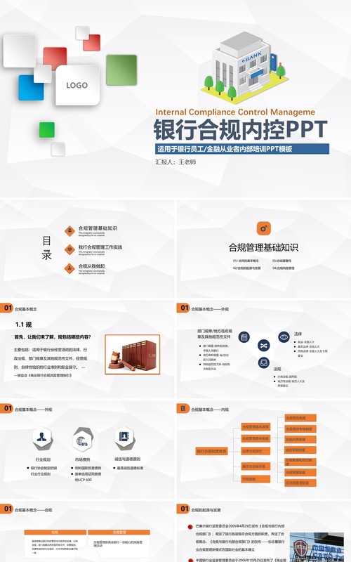 微粒体简约银行员工合规内控管理培训PPT模板