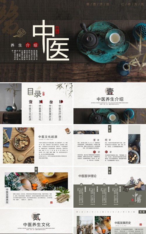 传统中国风中医养生介绍PPT模板