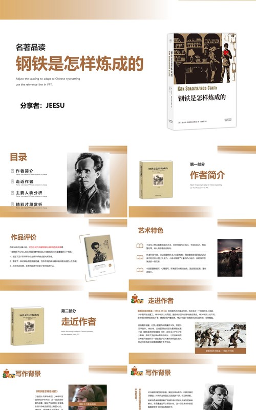名著导读钢铁是怎样炼成的读书分享PPT模板